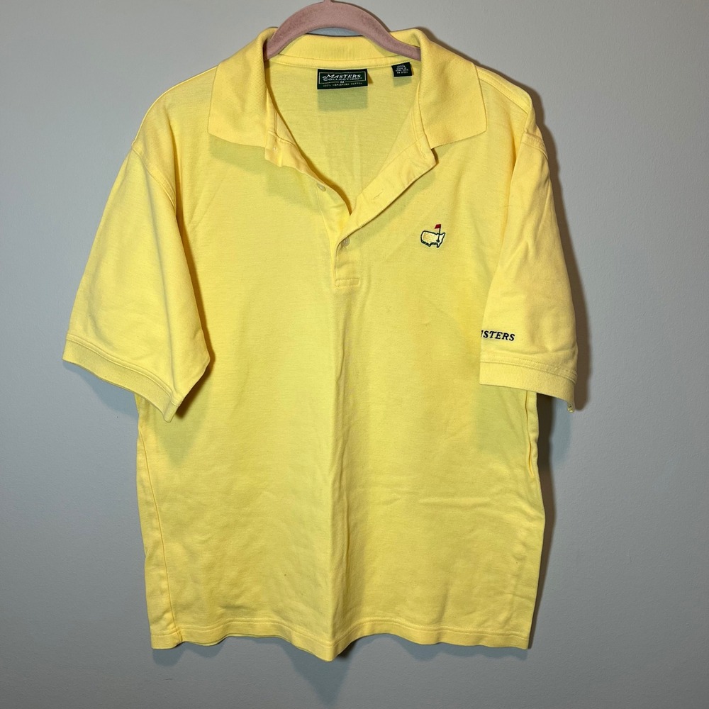 Masters Collection Men's Yellow Cotton Golf Polo Shirt Medium Logo